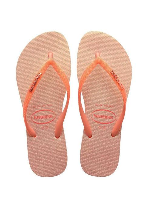 HAVAIANAS SLIM GLITTER IRIDESCENT Flip-Flops Pfirsichrosen - Damenschuhe