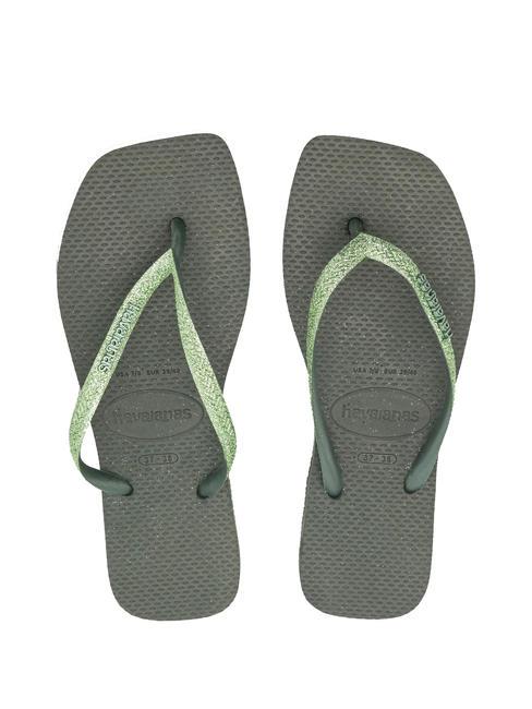 HAVAIANAS SQUARE GLITTER Flip-Flops olivgrün - Damenschuhe