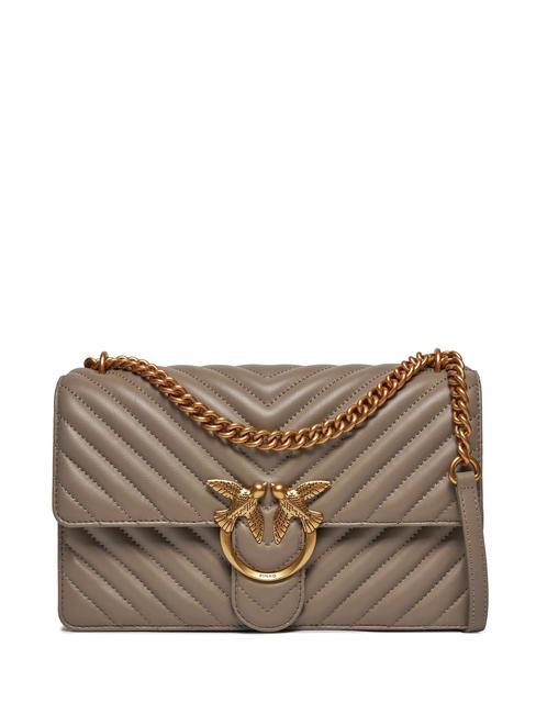 PINKO CLASSIC LOVE ONE Tasche aus Nappaleder Walnuss-Antikgold - Damentaschen