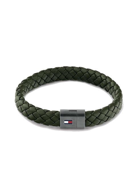 TOMMY HILFIGER ROUND BRAIDED Geflochtenes Lederarmband Grün - Herrenarmbänder