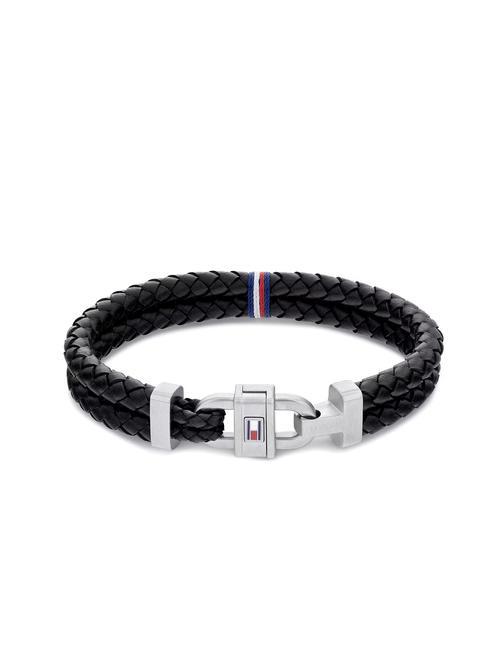 TOMMY HILFIGER CARABINIER Geflochtenes Lederarmband Schwarz - Herrenarmbänder