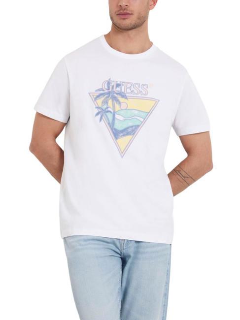 GUESS SUMMER TRIANGLE Baumwoll t-shirt purweiß - Herren-T-Shirts