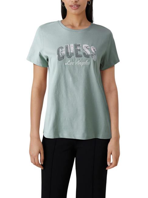 GUESS SEQUINS Baumwoll t-shirt Malibu-Salbei - T-Shirts und Tops für Damen