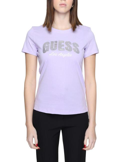 GUESS SEQUINS Baumwoll t-shirt neues helles Flieder - T-Shirts und Tops für Damen