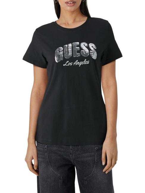 GUESS SEQUINS Baumwoll t-shirt jetbla - T-Shirts und Tops für Damen