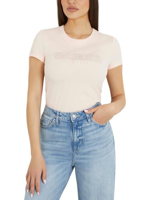 GUESS SANGALLO T-Shirt aus Stretch-Baumwolle will rosa sein - T-Shirts und Tops für Damen