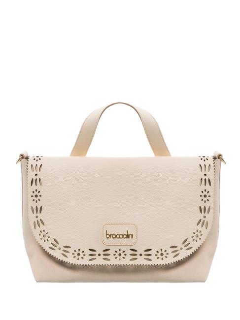 BRACCIALINI SARA Ledertasche mit Schultergurt Beige - Damentaschen