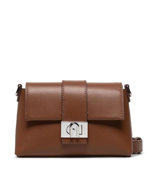 FURLA CHARLOTTE Mini-Schultertasche aus Leder Cognac - Damentaschen