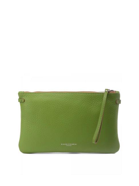 GIANNI CHIARINI HERMY Clutch aus gehämmertem Leder Wasabi-Natur - Damentaschen