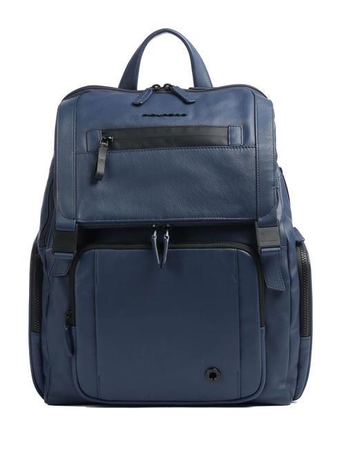 PIQUADRO CHARLIE  14-Zoll-Laptop-Rucksack aus Leder Blau - PC-Rucksäcke