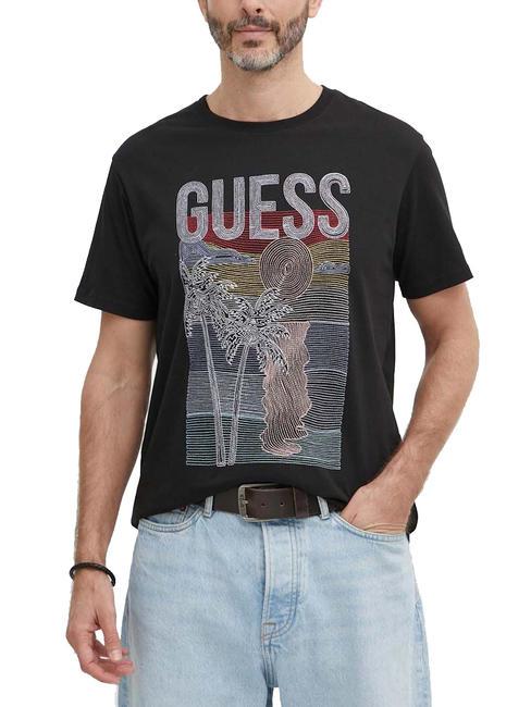 GUESS SUMMER TRIANGLE Baumwoll t-shirt jetbla - Herren-T-Shirts