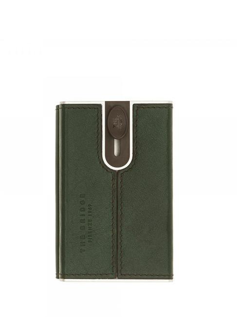 THE BRIDGE STORY Kartenetui aus Leder und Metall Englische grüne Abk. dunkles Ruthenium - Brieftaschen Herren
