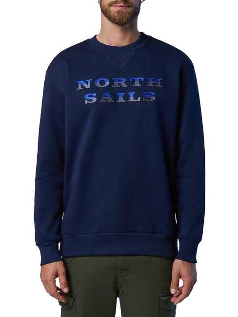 NORTH SAILS LETTERING LOGO Sweatshirt aus Baumwolle mit Rundhalsausschnitt Navy blau - Sweatshirts Herren