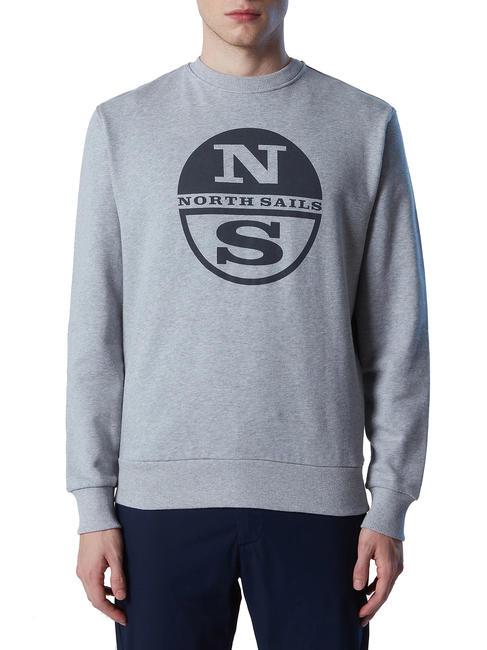 NORTH SAILS N|S LOGO Sweatshirt aus Baumwolle mit Rundhalsausschnitt graue Melange - Sweatshirts Herren