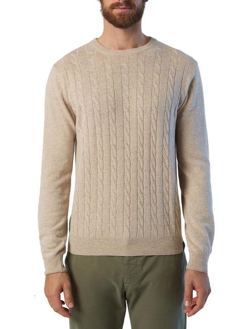 NORTH SAILS CABLE Pullover mit Rundhalsausschnitt und Zopfmuster Leichter Stein - Herrenpullover