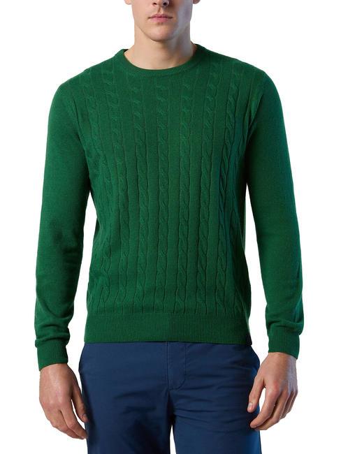 NORTH SAILS CABLE Pullover mit Rundhalsausschnitt und Zopfmuster Edengrün - Herrenpullover