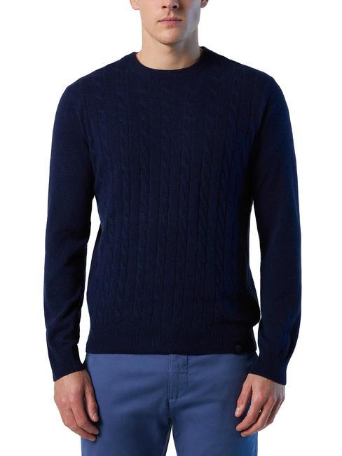 NORTH SAILS CABLE Pullover mit Rundhalsausschnitt und Zopfmuster Navy blau - Herrenpullover