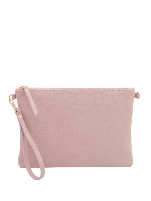 LESAC CLAUDIA Dollar-Clutch aus Leder mit Schultergurt tausendjähriges Rosa - Damentaschen