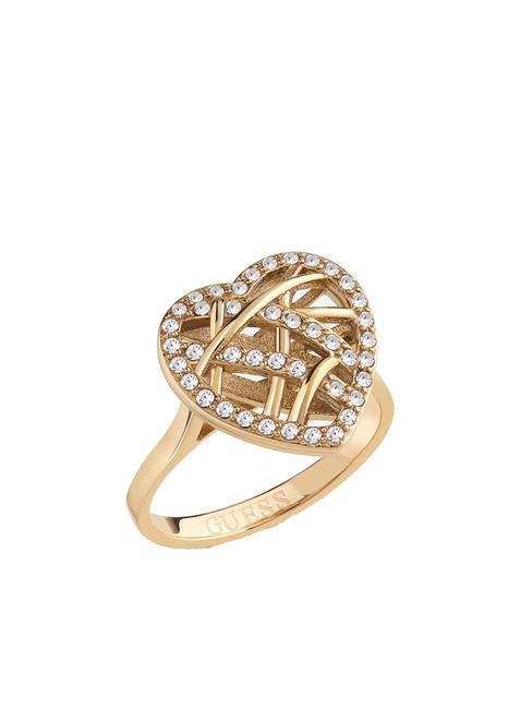 GUESS HEART CAGE Ring mit Herz und Zirkonen gelbes Gold - Ringe