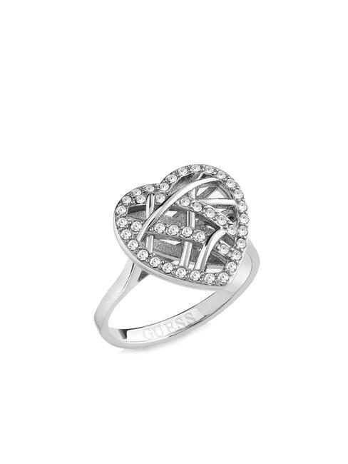 GUESS HEART CAGE Ring mit Herz und Zirkonen SILBER - Ringe