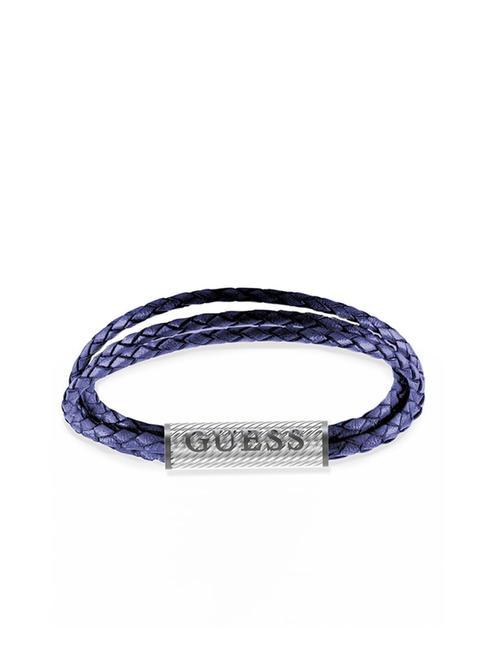 GUESS BOND STREET Armband aus Stahl und Leder stahl/jazzblau - Herrenarmbänder