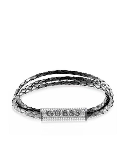 GUESS BOND STREET Armband aus Stahl und Leder Stahlgrau - Herrenarmbänder