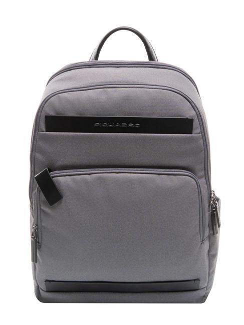 PIQUADRO KLOUT Rucksack aus Leder und Stoff, 15,6-Zoll-PC-Halterung grau2 - PC-Rucksäcke