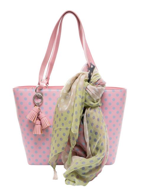 PASH BAG LADY Gepunktete Einkaufstasche mit Schal rosa/lila - Damentaschen