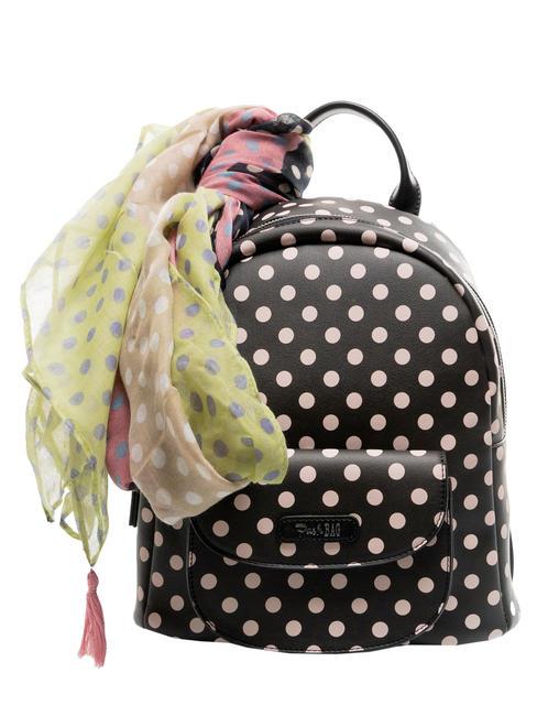 PASH BAG LADY Gepunkteter Rucksack mit Schal schwarz/beige - Damentaschen