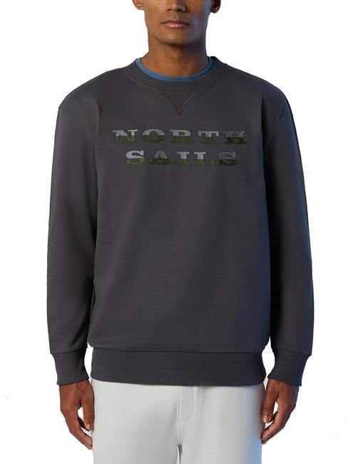 NORTH SAILS LETTERING LOGO Sweatshirt aus Baumwolle mit Rundhalsausschnitt Asphalt - Sweatshirts Herren