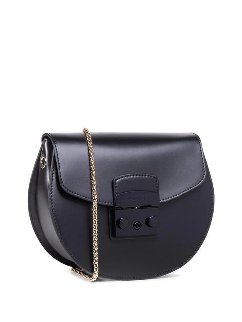 FURLA METROPOLIS ROUND Mini-Umhängetasche aus Leder Schwarz - Damentaschen