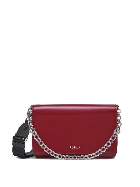 FURLA SPLENDIDA Glänzende Ledertasche mit Kettengriff Kirsche d + schwarz - Damentaschen