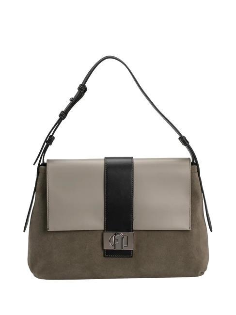 FURLA CHARLOTTE Umhängetasche aus Leder salbei+marmor c+schwarz - Damentaschen