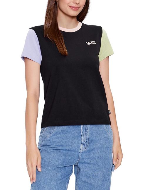 VANS COLORBLOCK Kurzarm-T-Shirt aus Baumwolle Schwarz/Winterbirne - T-Shirts und Tops für Damen