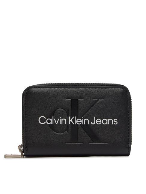 CALVIN KLEIN SCULPTED Portemonnaie mit umlaufendem Reißverschluss Mode schwarz - Brieftaschen Damen