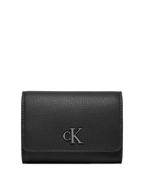 CALVIN KLEIN MINIMAL MONOGRAM  Kleine Geldbörse schwarz/glänzendes Gunmetal - Brieftaschen Damen