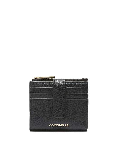 COCCINELLE METALLIC SOFT Mini-Geldbörse aus Leder Schwarz - Brieftaschen Damen