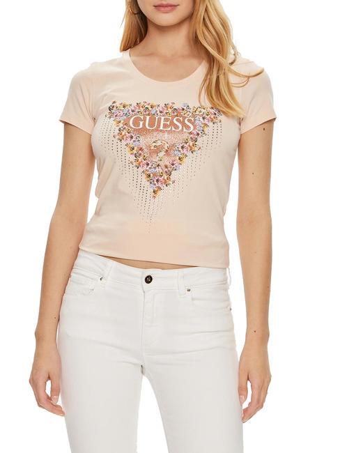 GUESS BOUQUET TRIANGLE Kurzarm-T-Shirt Riviera-Rosa - T-Shirts und Tops für Damen