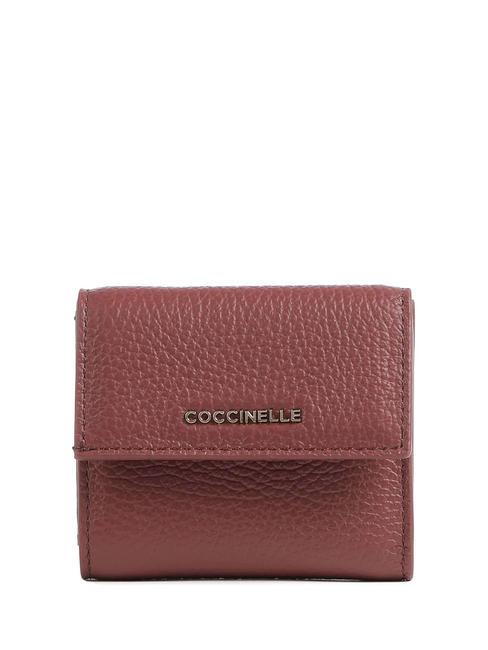 COCCINELLE METALLIC SOFT Portemonnaie aus genarbtem Leder Brandy - Brieftaschen Damen