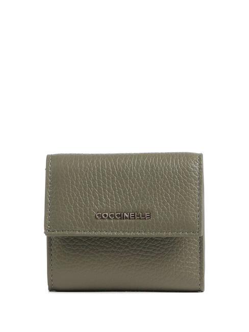 COCCINELLE METALLIC SOFT Portemonnaie aus genarbtem Leder Lorbeergrün - Brieftaschen Damen