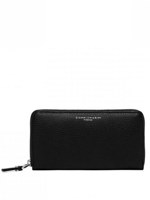 GIANNI CHIARINI WALLETS GRAIN  Ledergeldbörse mit umlaufendem Reißverschluss Schwarz - Brieftaschen Damen