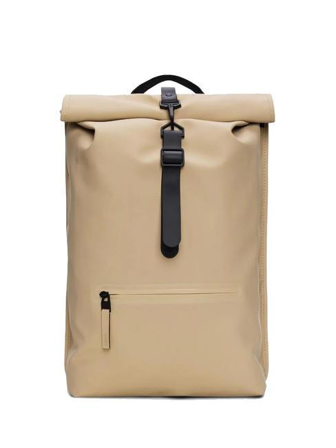 RAINS ROLLTOP RUCKSACK Großer wasserdichter Rucksack Sand - Rucksäcke