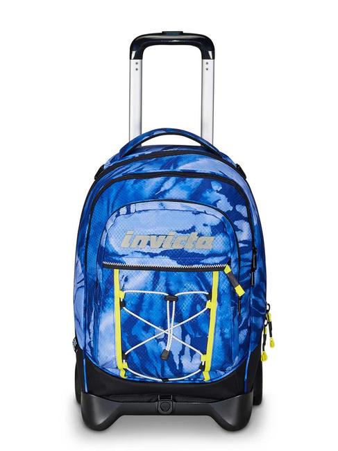 INVICTA PLUS GRS FANTASY Abnehmbarer Trolley-Rucksack blauer Shibori - Rucksäcke mit Trolleyfunktion