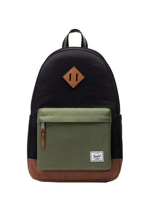 HERSCHEL HERITAGE  Rucksack Schwarz/Kleeblatt/Sattelbraun - Rucksäcke für Schule &amp; Freizeit