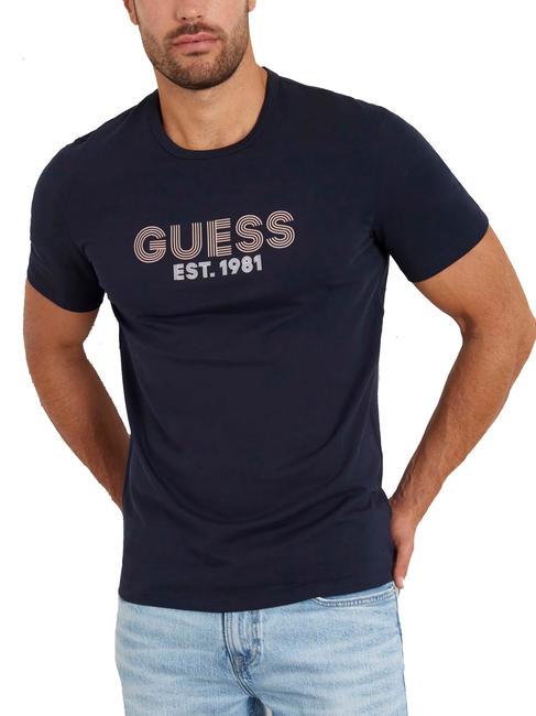 GUESS SS CN CLASSIC T-Shirt aus Stretch-Baumwolle smartblue - Herren-T-Shirts