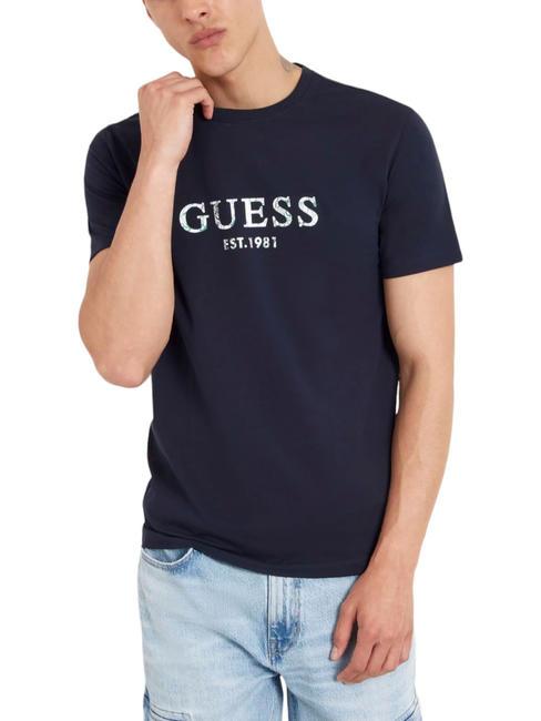 GUESS SS CN IRIDESCENT T-Shirt aus Stretch-Baumwolle smartblue - Herren-T-Shirts