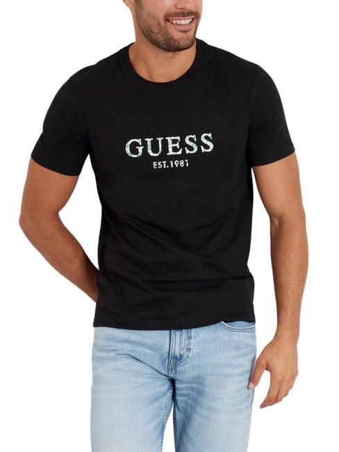 GUESS SS CN IRIDESCENT T-Shirt aus Stretch-Baumwolle jetbla - Herren-T-Shirts