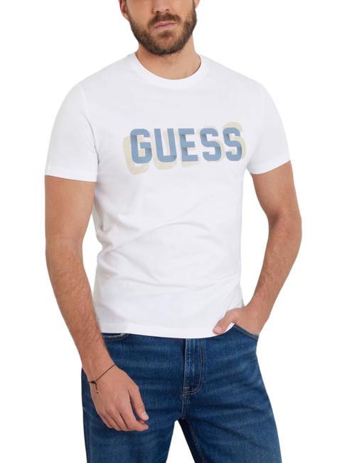 GUESS SS CN LOGO Baumwoll t-shirt purweiß - Herren-T-Shirts