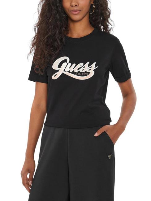 GUESS GLITTERY Baumwoll t-shirt jetbla - T-Shirts und Tops für Damen