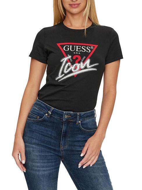 GUESS ICON Baumwoll t-shirt jetbla - T-Shirts und Tops für Damen